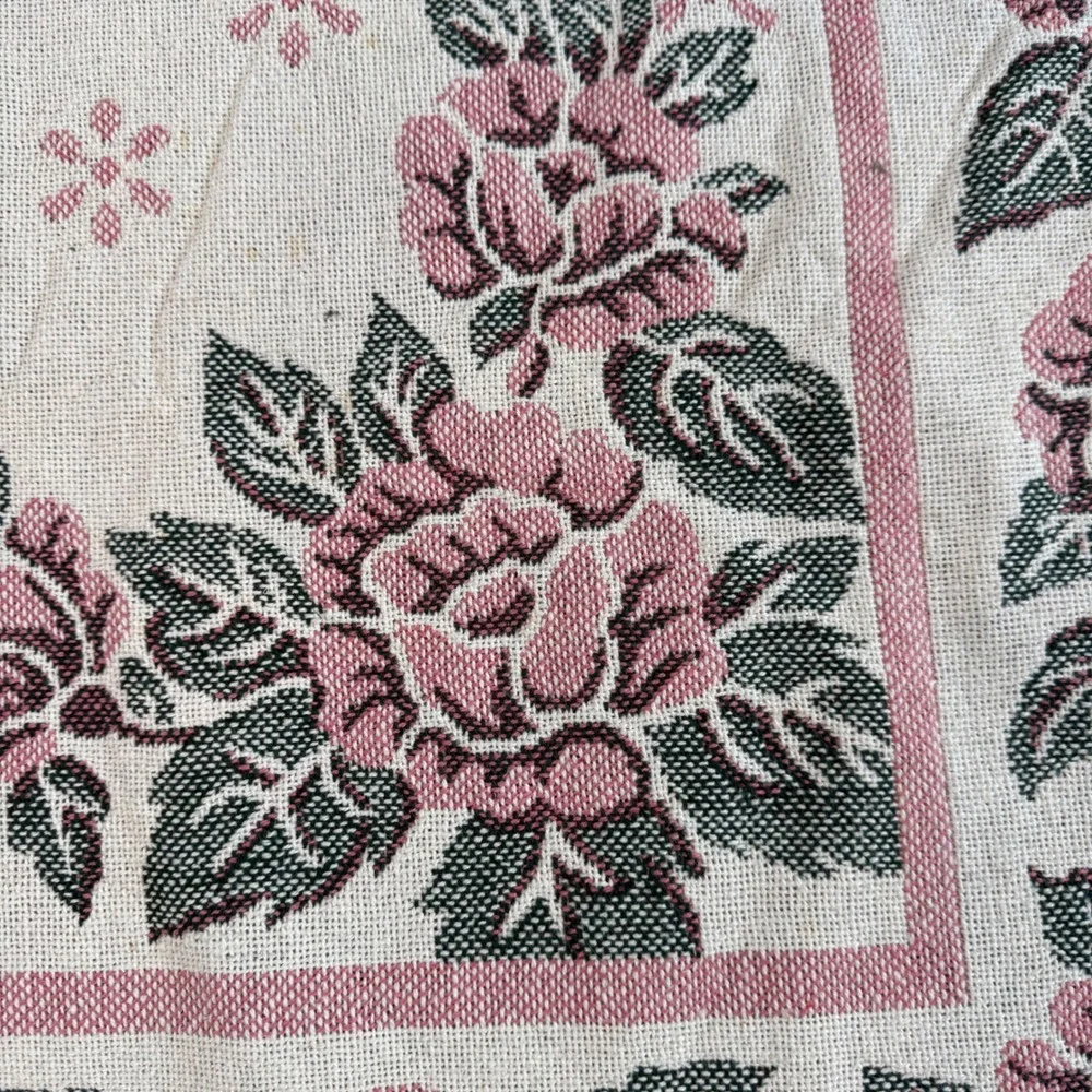 Vintage‎ Woven Cotton Grandmother Floral Rose Tapestry Throw Blanket 50x60 Spain